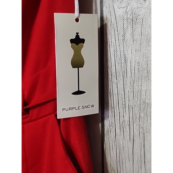 Purple Snow Jumpsuit Womens Medium Red Wide Leg Belted Sleeveless Pockets New - Picture 6 of 7